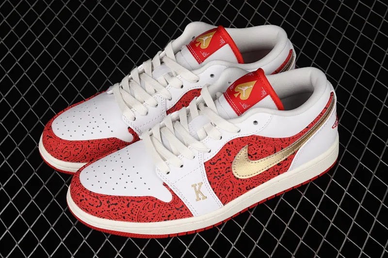 All categories Air Jordan Jordan series basketball shoes Air Jordan 1 Low G version pure original Air Jordan 1 Low AJ1 Joe 1 white red gold low-top cultural leisure sports sneakers DJ5185-100